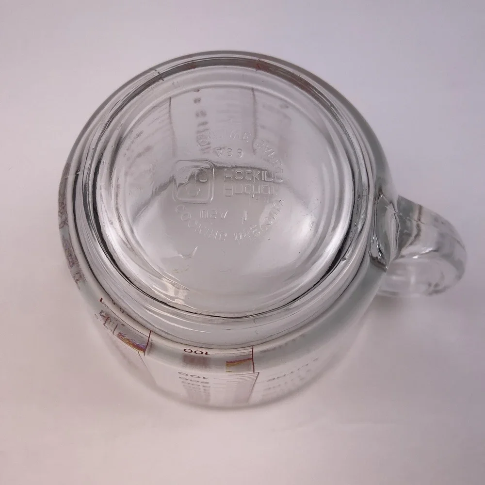 Vintage Fire King 4 Cup 1 Quart Clear Glass Measuring Cup #499 USA Red Letters